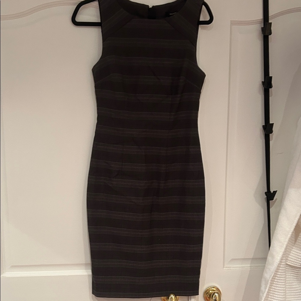RW&CO. Black and Gray Striped Mini Dress